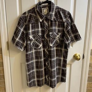 Men’s BKE Plaid Pearl Snap Shirt Size Large